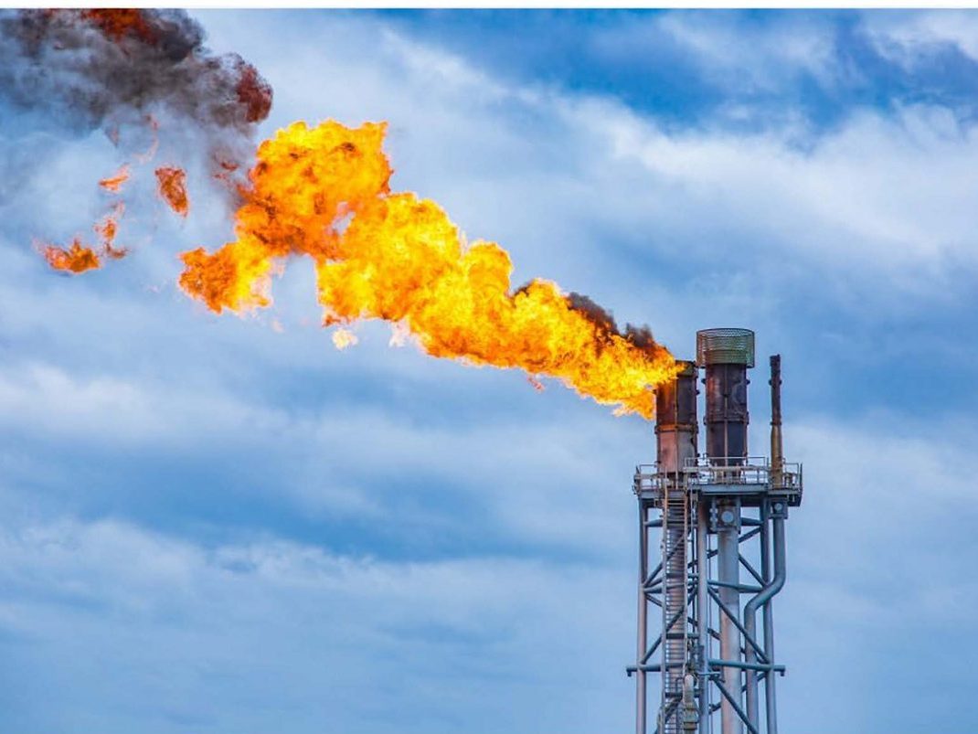 Gas flare at a refinery